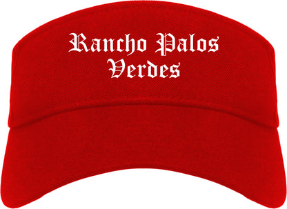 Rancho Palos Verdes California CA Old English Mens Visor Cap Hat Red
