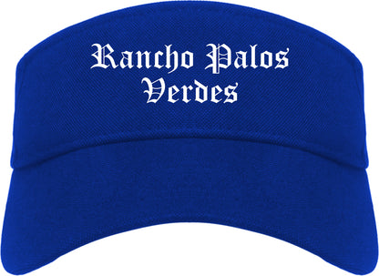 Rancho Palos Verdes California CA Old English Mens Visor Cap Hat Royal Blue