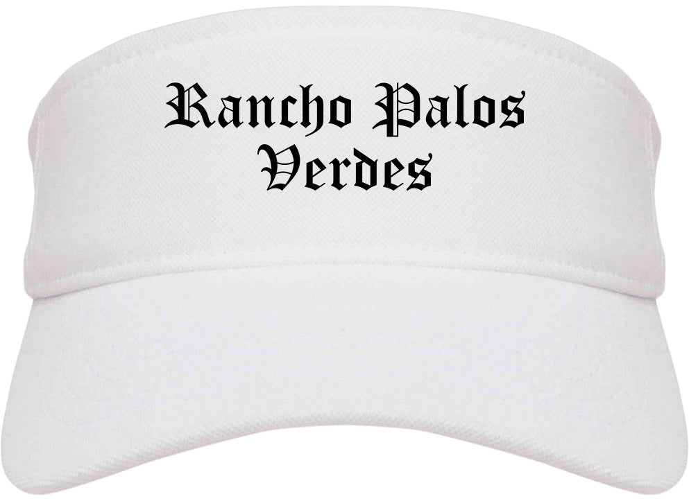 Rancho Palos Verdes California CA Old English Mens Visor Cap Hat White