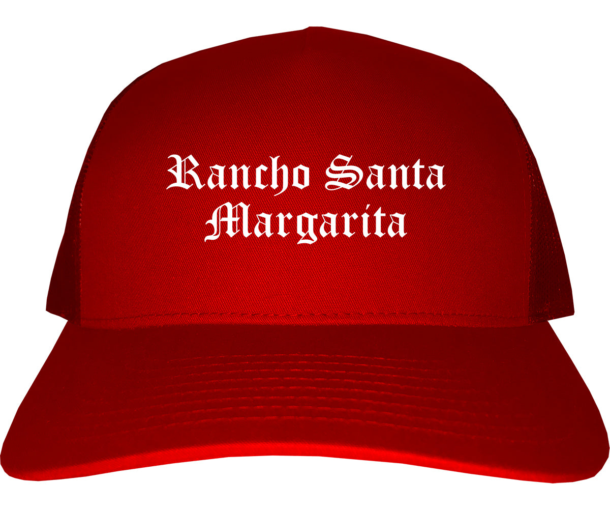 Rancho Santa Margarita California CA Old English Mens Trucker Hat Cap Red