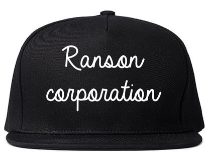 Ranson corporation West Virginia WV Script Mens Snapback Hat Black