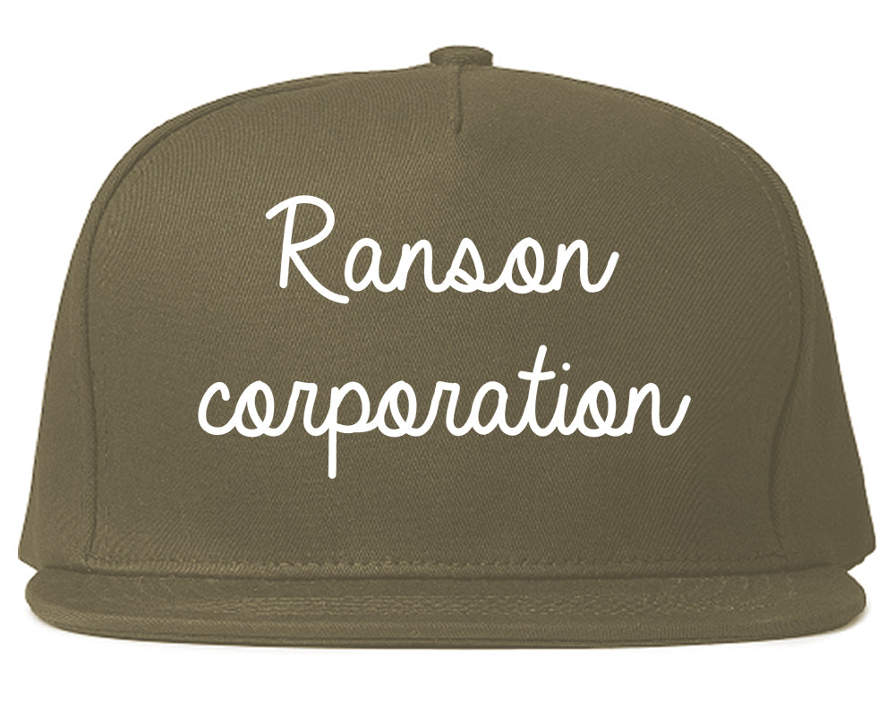 Ranson corporation West Virginia WV Script Mens Snapback Hat Grey