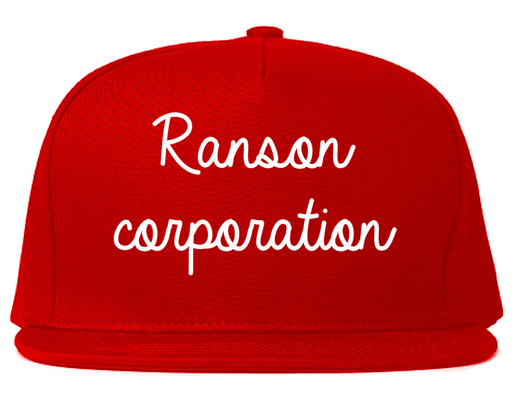 Ranson corporation West Virginia WV Script Mens Snapback Hat Red
