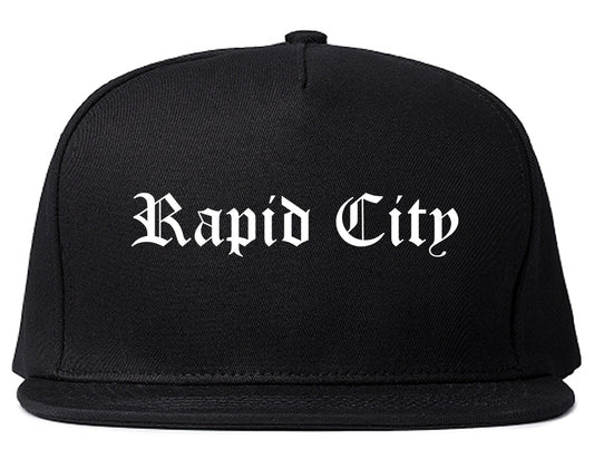Rapid City South Dakota SD Old English Mens Snapback Hat Black