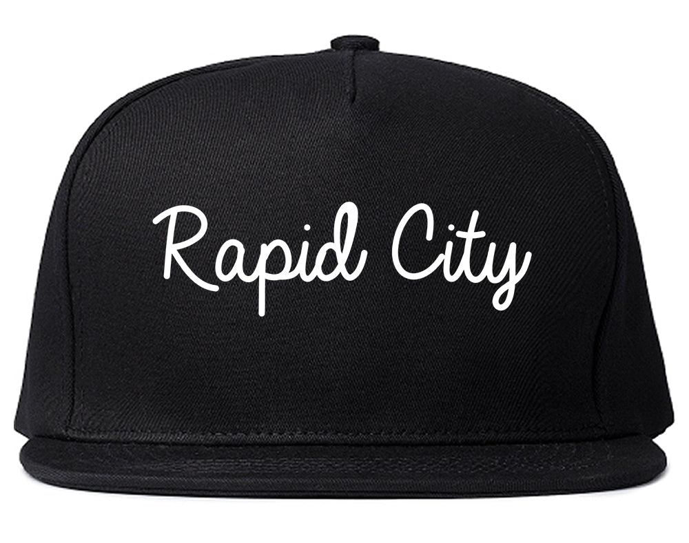Rapid City South Dakota SD Script Mens Snapback Hat Black