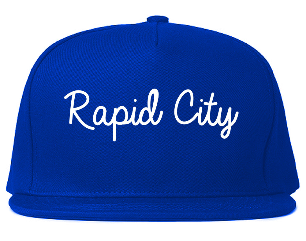 Rapid City South Dakota SD Script Mens Snapback Hat Royal Blue