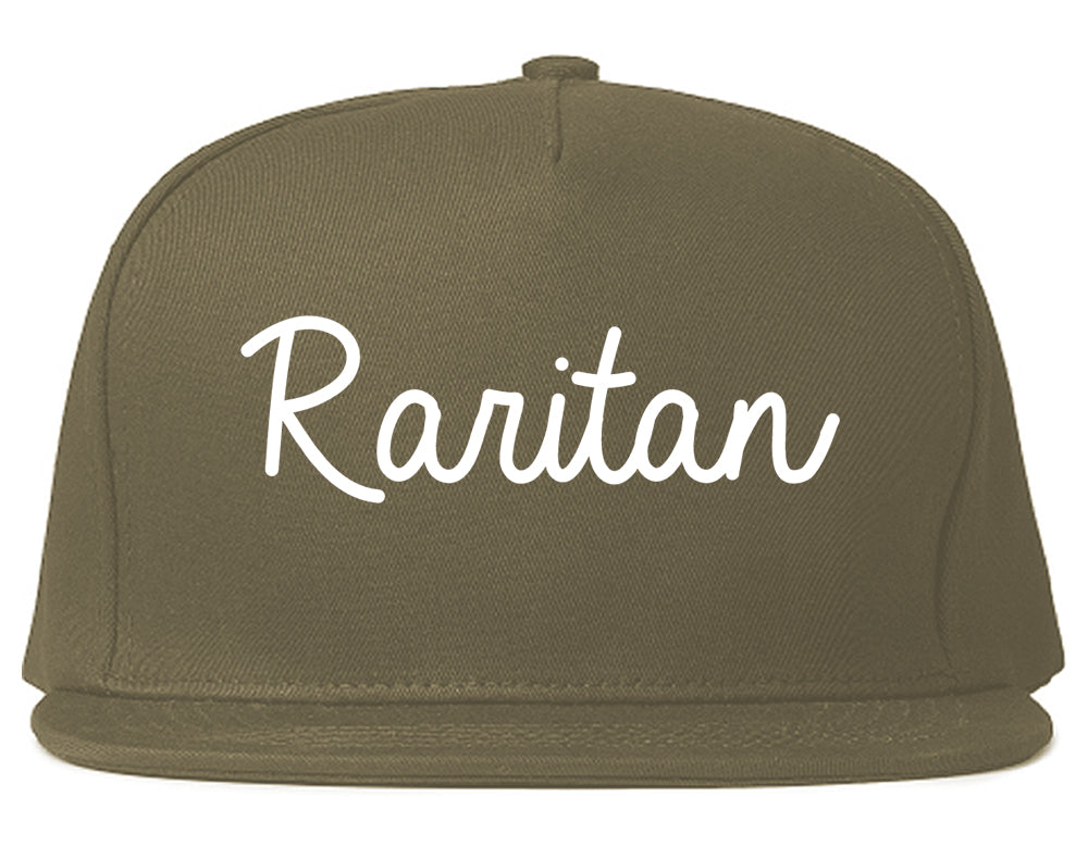 Raritan New Jersey NJ Script Mens Snapback Hat Grey