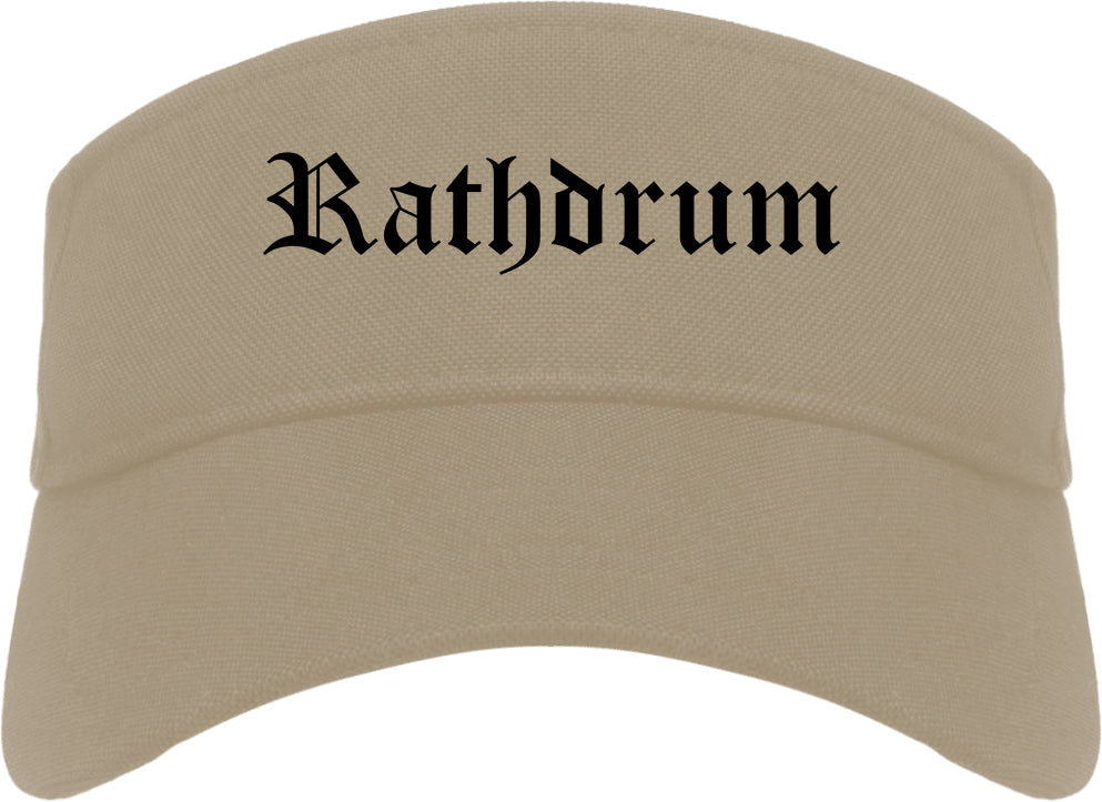 Rathdrum Idaho ID Old English Mens Visor Cap Hat Khaki