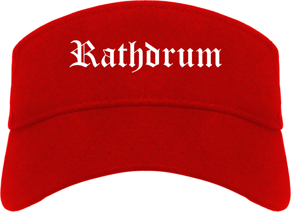 Rathdrum Idaho ID Old English Mens Visor Cap Hat Red