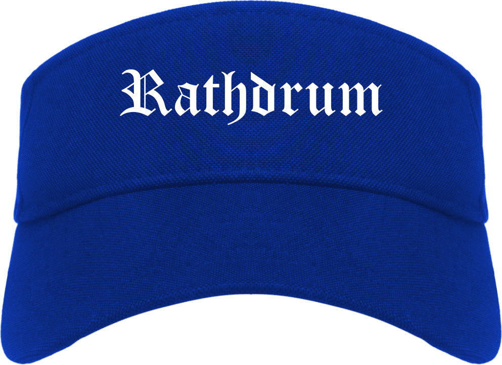 Rathdrum Idaho ID Old English Mens Visor Cap Hat Royal Blue
