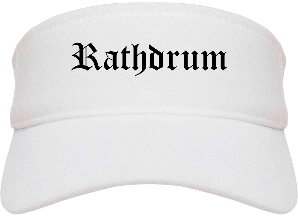 Rathdrum Idaho ID Old English Mens Visor Cap Hat White