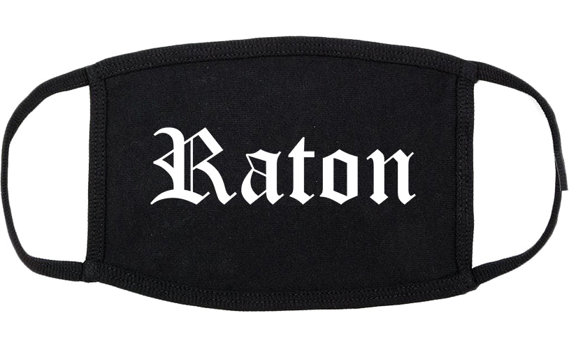 Raton New Mexico NM Old English Cotton Face Mask Black