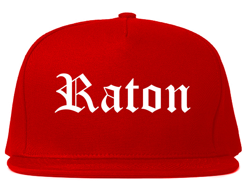 Raton New Mexico NM Old English Mens Snapback Hat Red