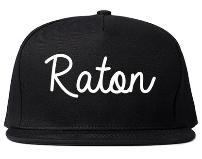 Raton New Mexico NM Script Mens Snapback Hat Black