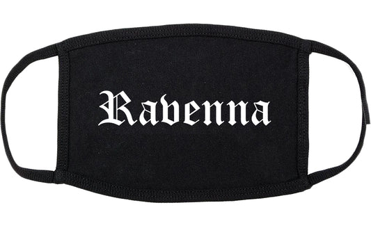 Ravenna Ohio OH Old English Cotton Face Mask Black