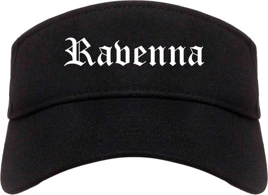 Ravenna Ohio OH Old English Mens Visor Cap Hat Black