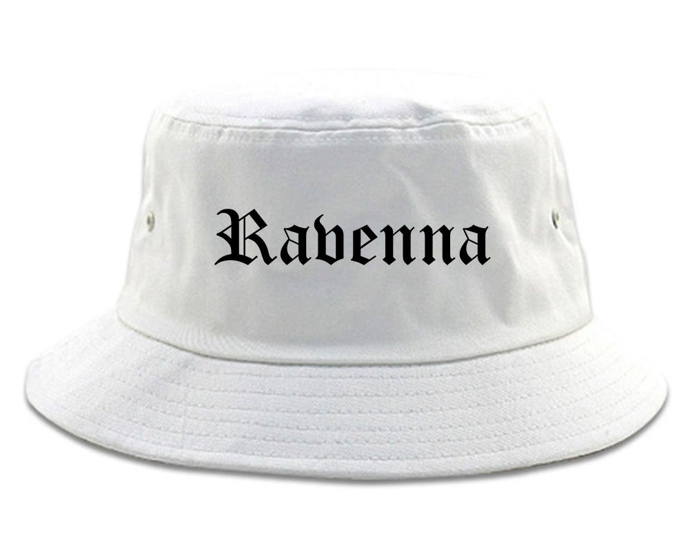 Ravenna Ohio OH Old English Mens Bucket Hat White
