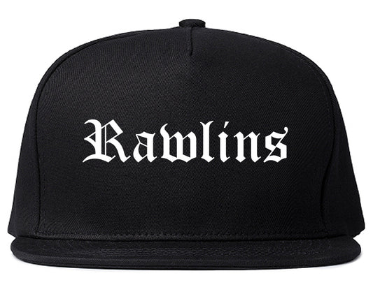 Rawlins Wyoming WY Old English Mens Snapback Hat Black