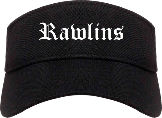 Rawlins Wyoming WY Old English Mens Visor Cap Hat Black