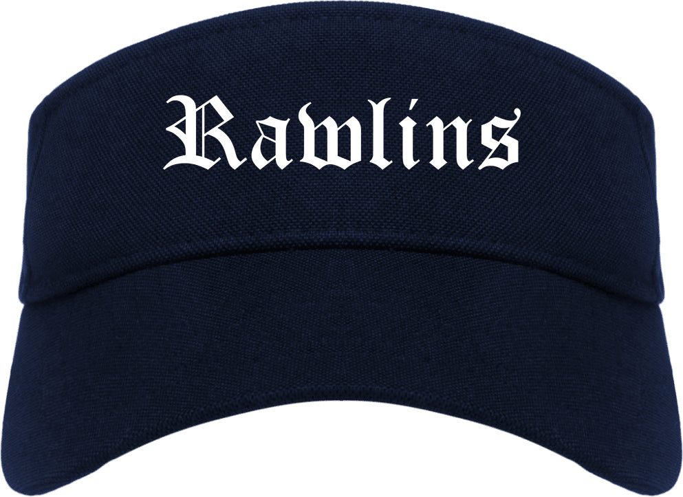 Rawlins Wyoming WY Old English Mens Visor Cap Hat Navy Blue