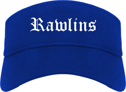 Rawlins Wyoming WY Old English Mens Visor Cap Hat Royal Blue