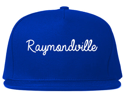 Raymondville Texas TX Script Mens Snapback Hat Royal Blue