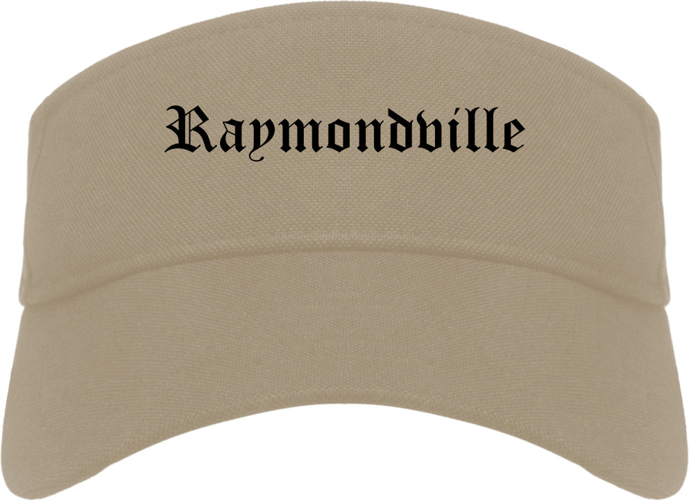 Raymondville Texas TX Old English Mens Visor Cap Hat Khaki