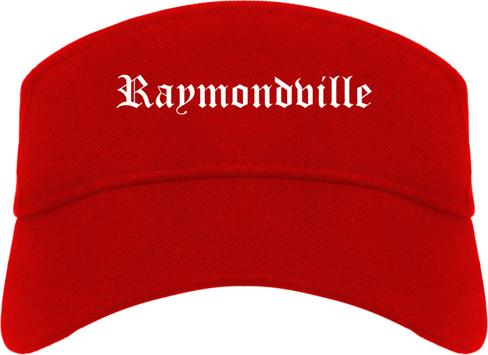 Raymondville Texas TX Old English Mens Visor Cap Hat Red