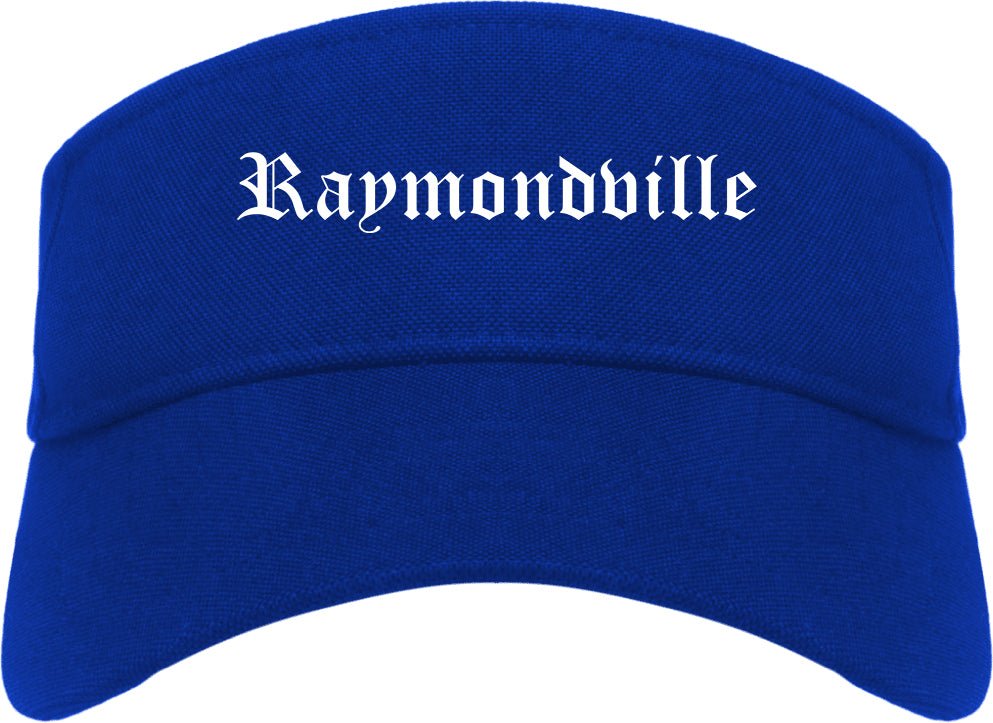 Raymondville Texas TX Old English Mens Visor Cap Hat Royal Blue