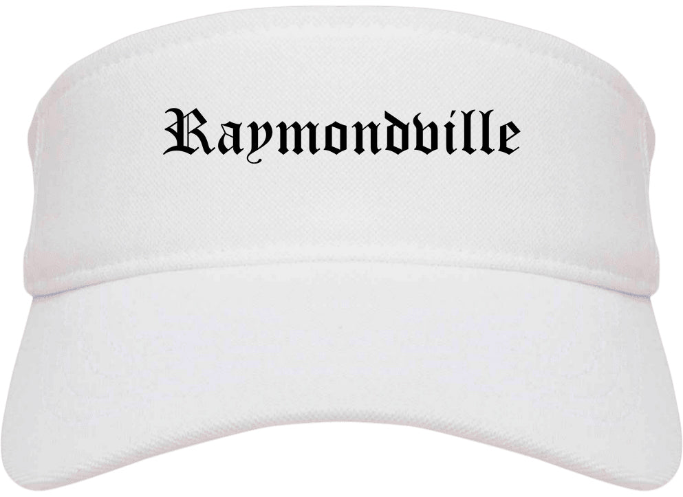 Raymondville Texas TX Old English Mens Visor Cap Hat White