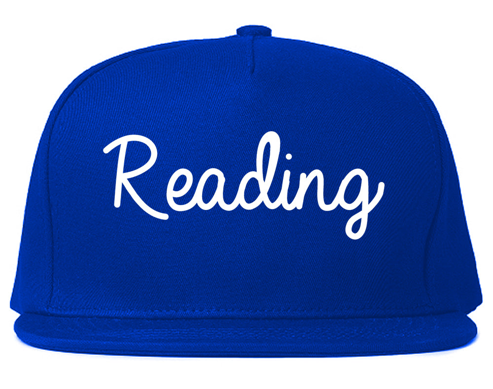 Reading Ohio OH Script Mens Snapback Hat Royal Blue