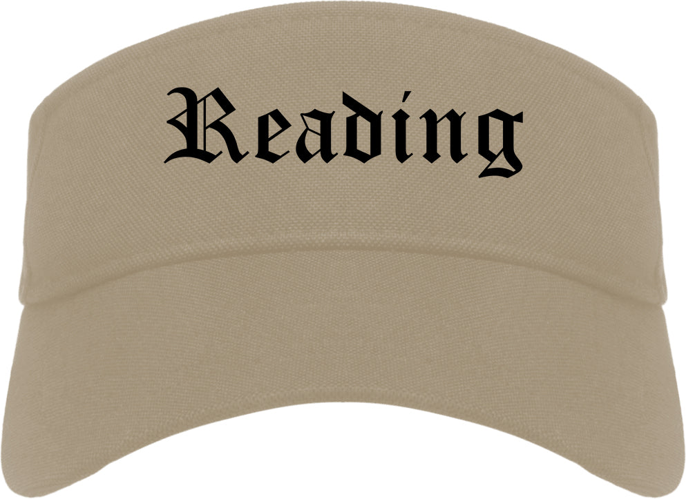 Reading Ohio OH Old English Mens Visor Cap Hat Khaki