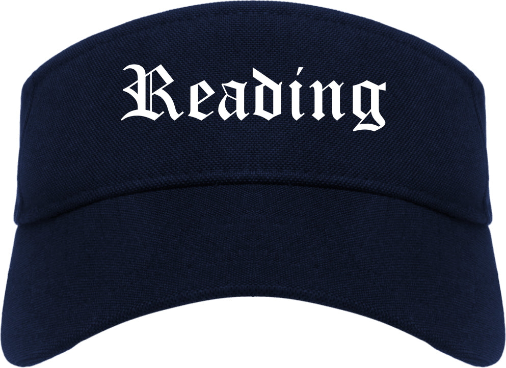 Reading Ohio OH Old English Mens Visor Cap Hat Navy Blue