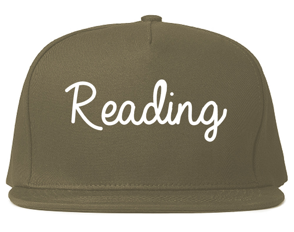 Reading Pennsylvania PA Script Mens Snapback Hat Grey