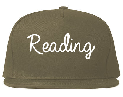 Reading Pennsylvania PA Script Mens Snapback Hat Grey