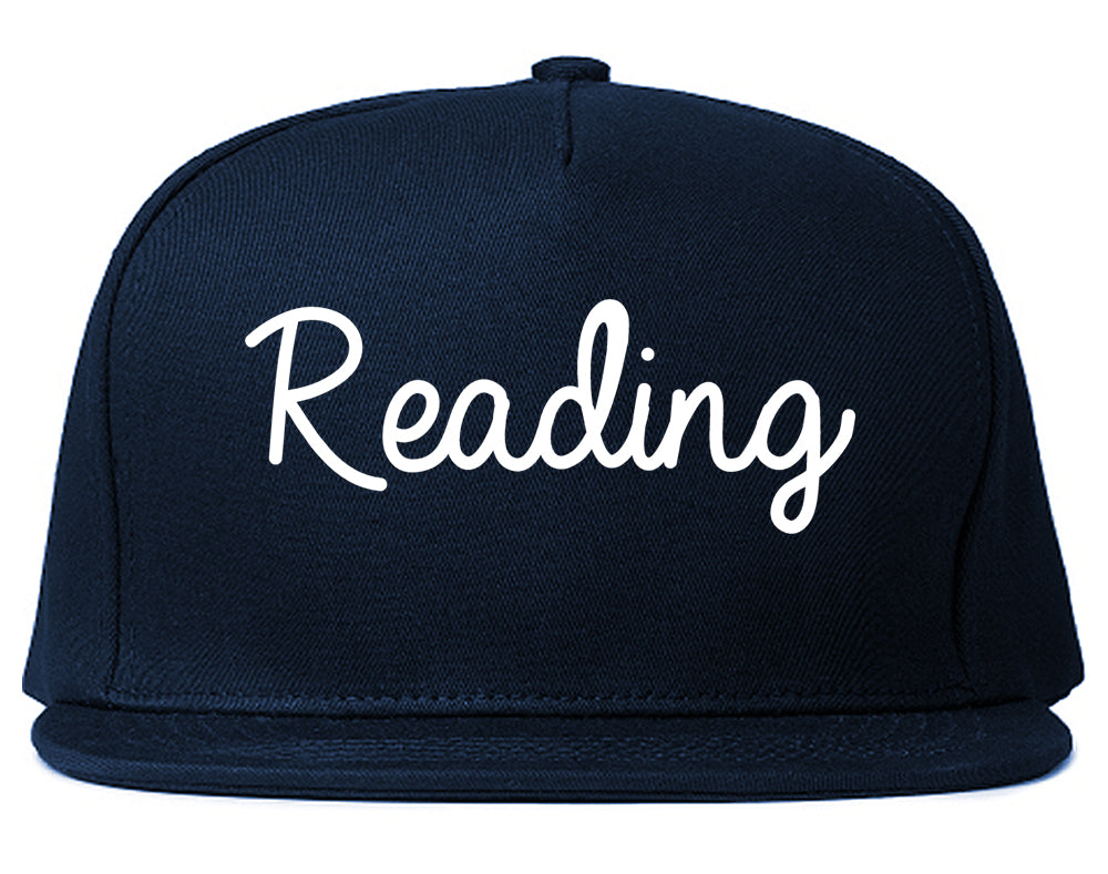 Reading Pennsylvania PA Script Mens Snapback Hat Navy Blue
