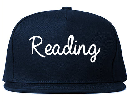 Reading Pennsylvania PA Script Mens Snapback Hat Navy Blue