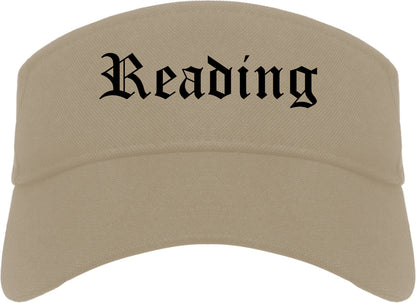 Reading Pennsylvania PA Old English Mens Visor Cap Hat Khaki