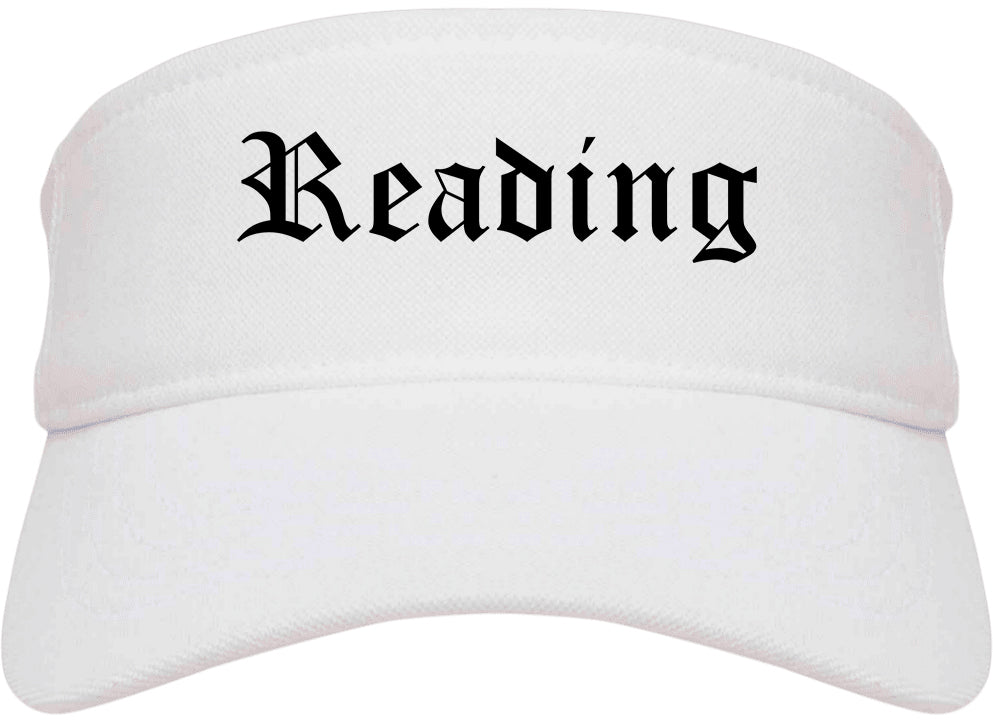 Reading Pennsylvania PA Old English Mens Visor Cap Hat White