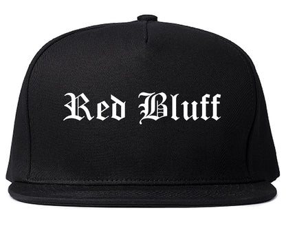 Red Bluff California CA Old English Mens Snapback Hat Black