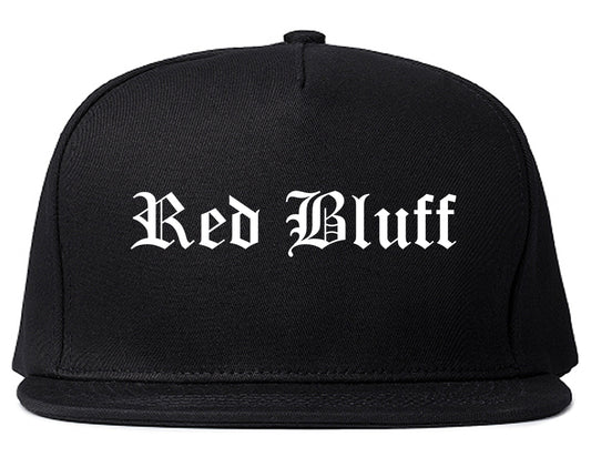 Red Bluff California CA Old English Mens Snapback Hat Black