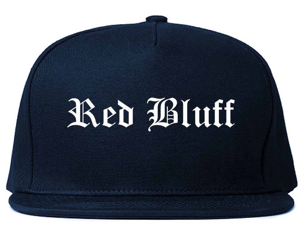 Red Bluff California CA Old English Mens Snapback Hat Navy Blue