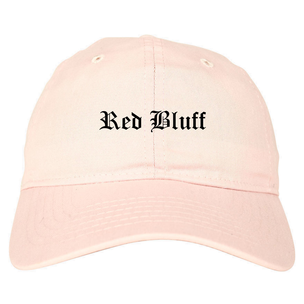 Red Bluff California CA Old English Mens Dad Hat Baseball Cap Pink