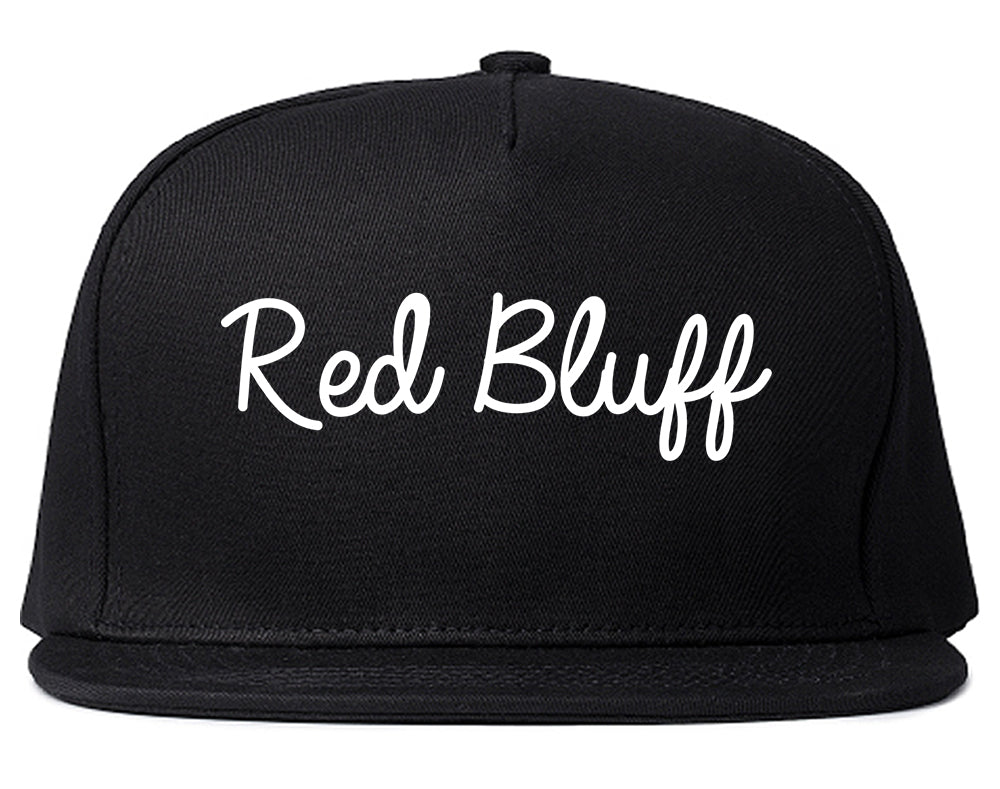 Red Bluff California CA Script Mens Snapback Hat Black