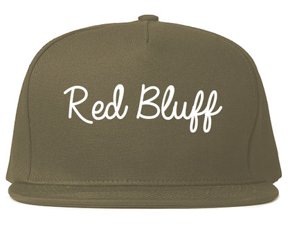 Red Bluff California CA Script Mens Snapback Hat Grey