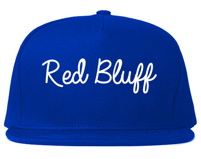 Red Bluff California CA Script Mens Snapback Hat Royal Blue