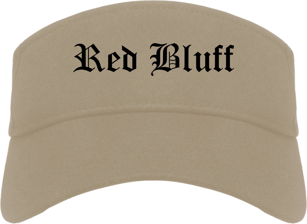 Red Bluff California CA Old English Mens Visor Cap Hat Khaki