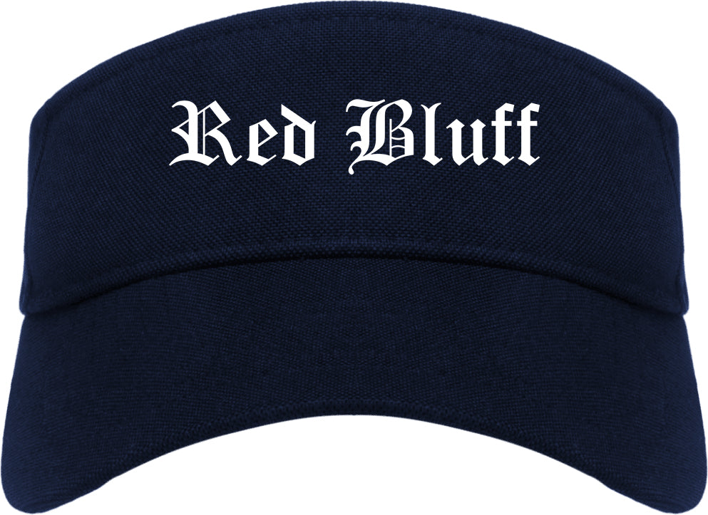 Red Bluff California CA Old English Mens Visor Cap Hat Navy Blue