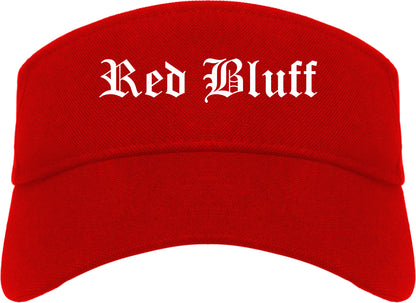 Red Bluff California CA Old English Mens Visor Cap Hat Red
