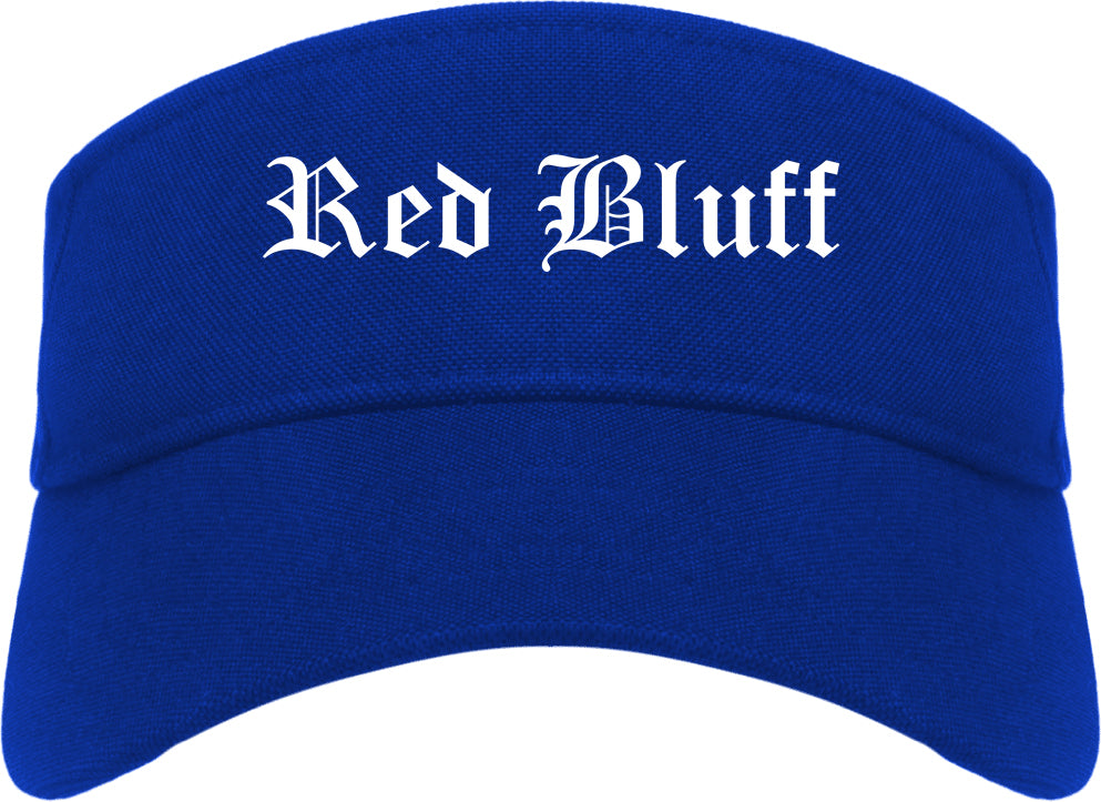 Red Bluff California CA Old English Mens Visor Cap Hat Royal Blue